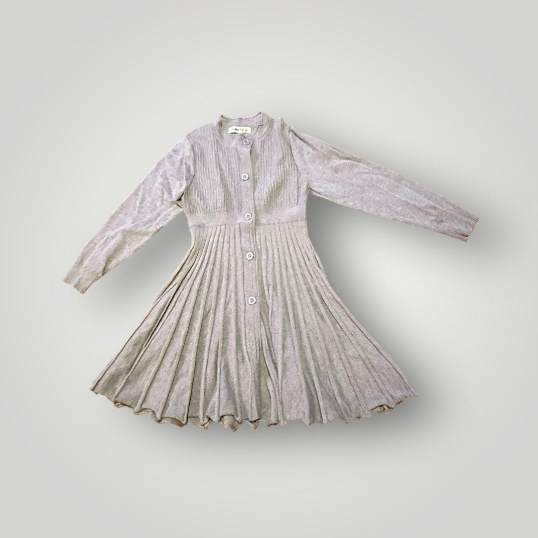 Smiling Pinker Youth Size 10/12 Gray Pleated Knit Dress